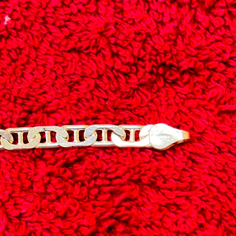 Sterling Silver Rectangular-Link Chain Necklace - image 8